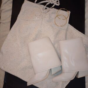 Tube Midi Sweater Dress, Ivory/Gold